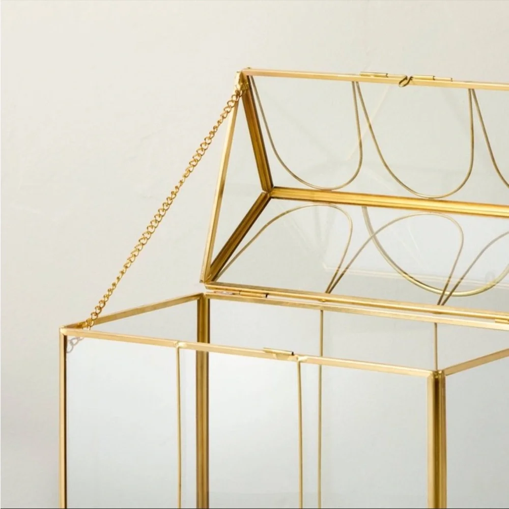 Hearth & Hand Large Scalloped Brass m Decorative Glass Greenhouse NWT